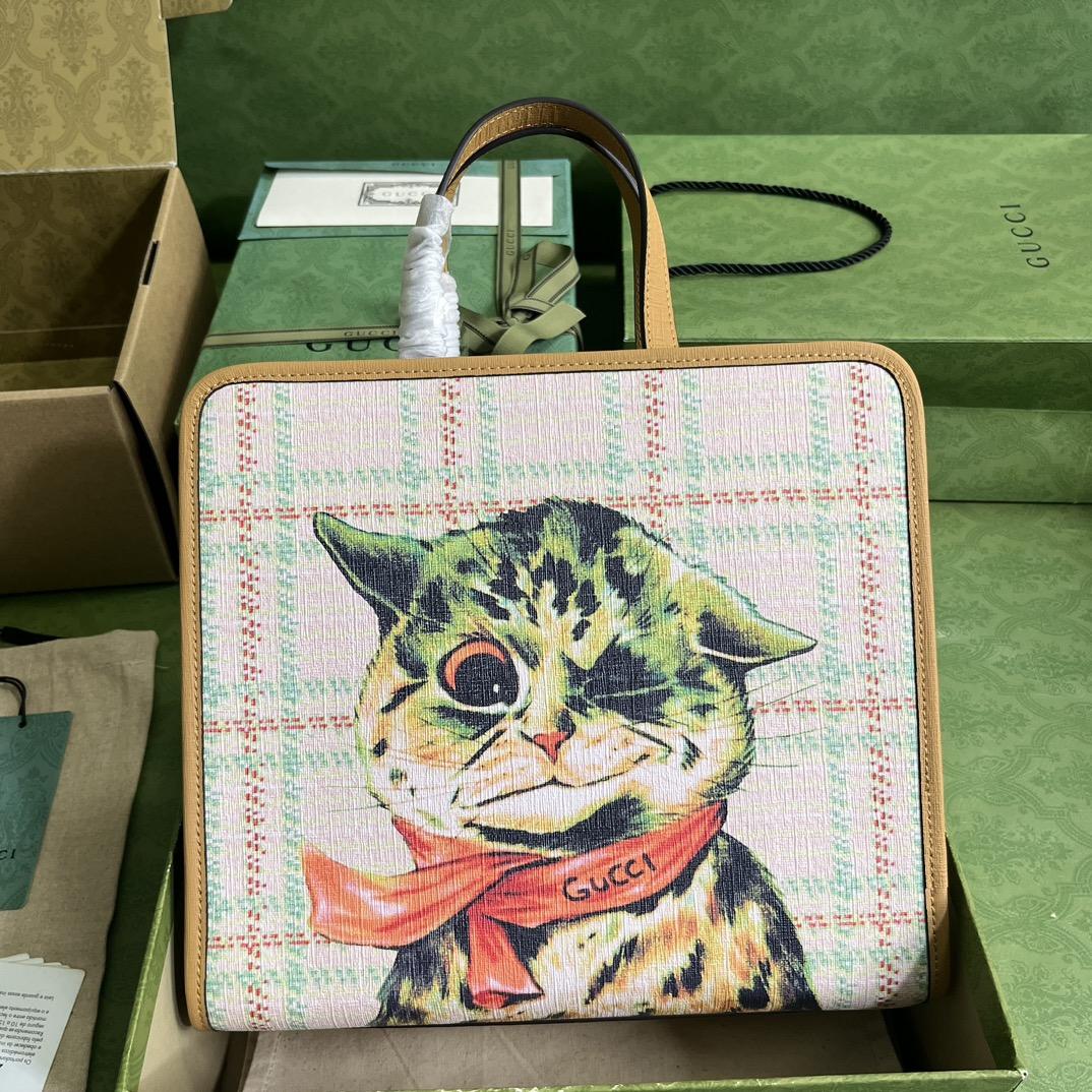 Gucci Children's Top-handle Bag With Cat Print(28.5-25-11cm) - PerfectKickZ