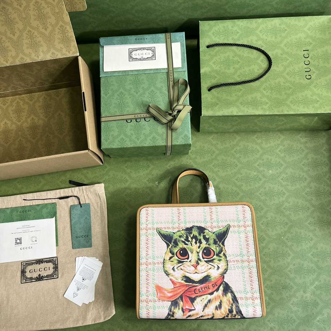 Gucci Children's Top-handle Bag With Cat Print(28.5-25-11cm) - PerfectKickZ