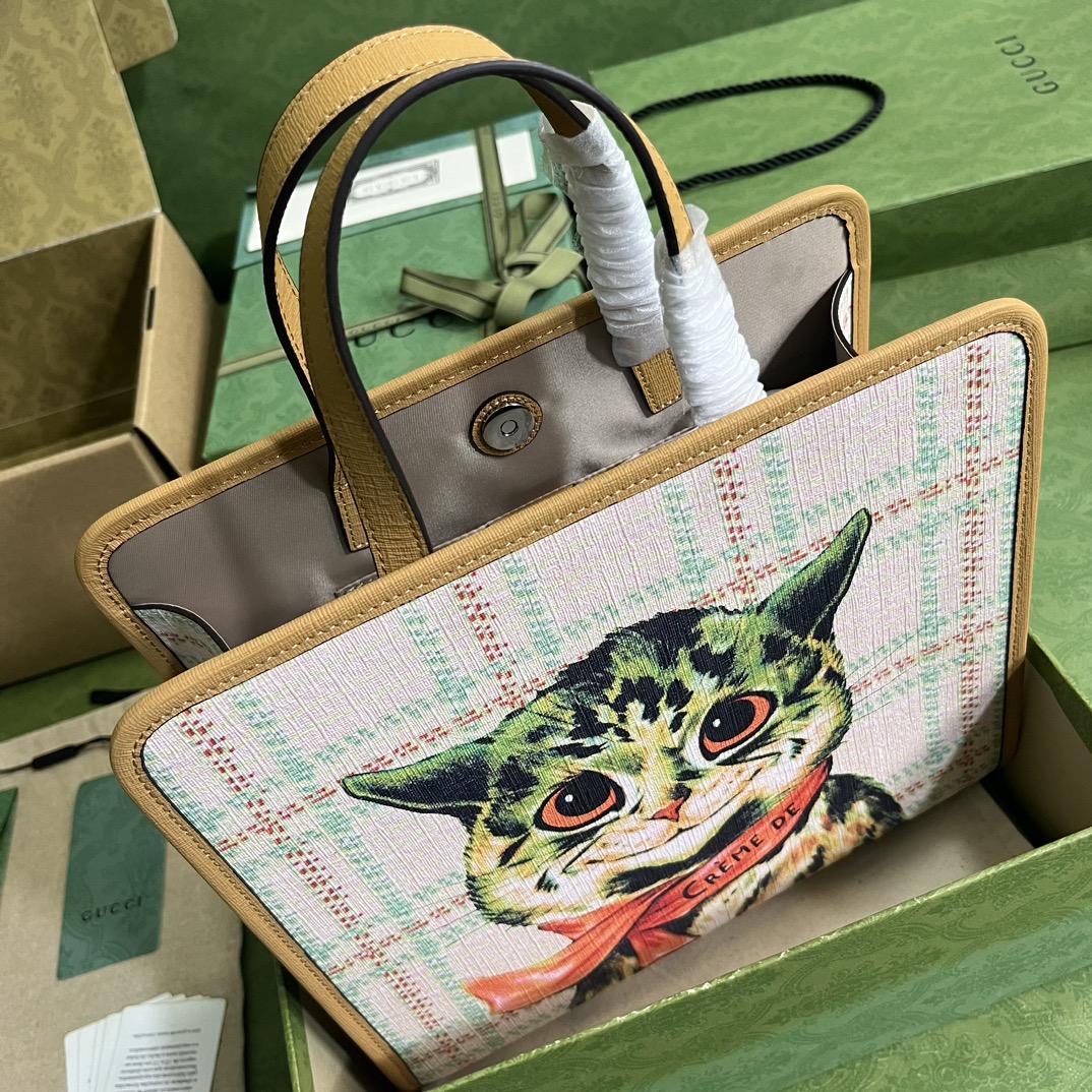 Gucci Children's Top-handle Bag With Cat Print(28.5-25-11cm) - 