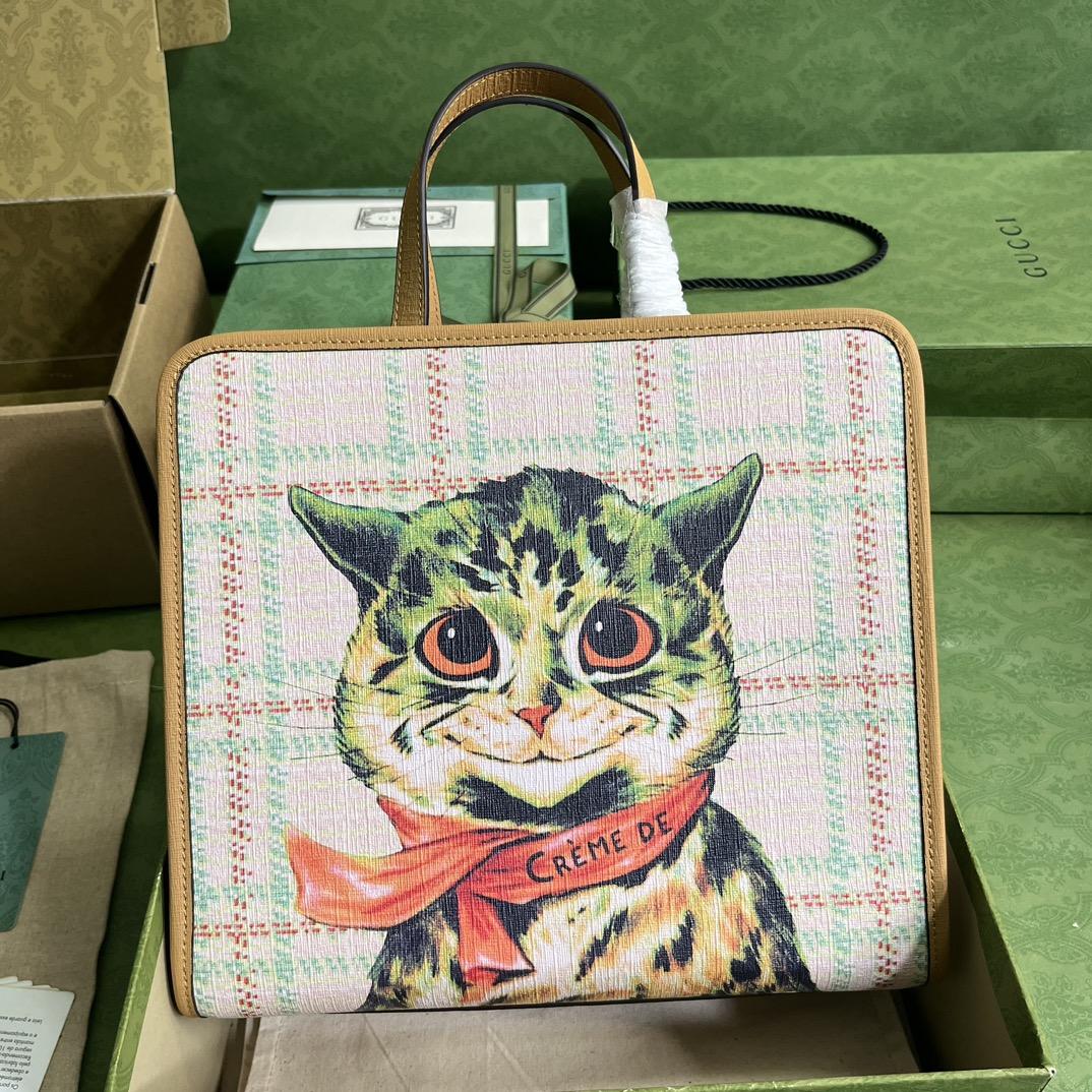 Gucci Children's Top-handle Bag With Cat Print(28.5-25-11cm) - PerfectKickZ