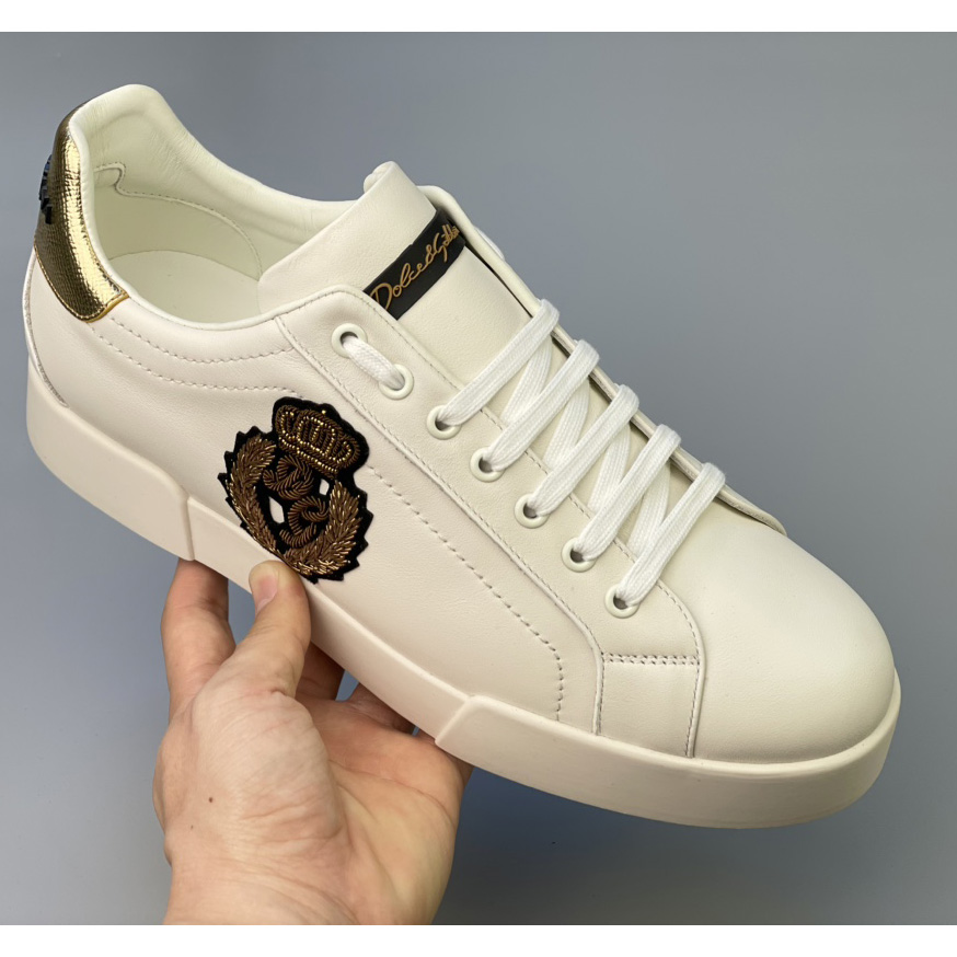 Dolce & Gabbana Calfskin Nappa Portofino Sneakers With Crown Patch - PerfectKickZ