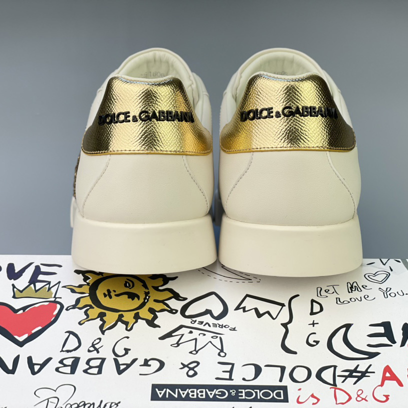Dolce & Gabbana Calfskin Nappa Portofino Sneakers With Crown Patch - PerfectKickZ