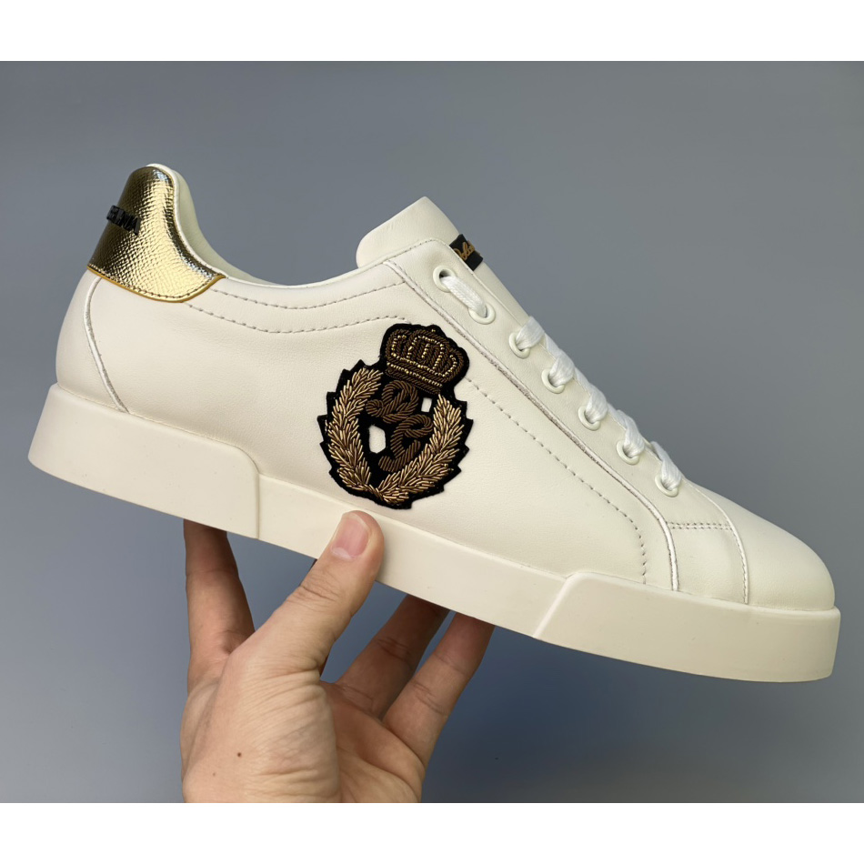 Dolce & Gabbana Calfskin Nappa Portofino Sneakers With Crown Patch - PerfectKickZ