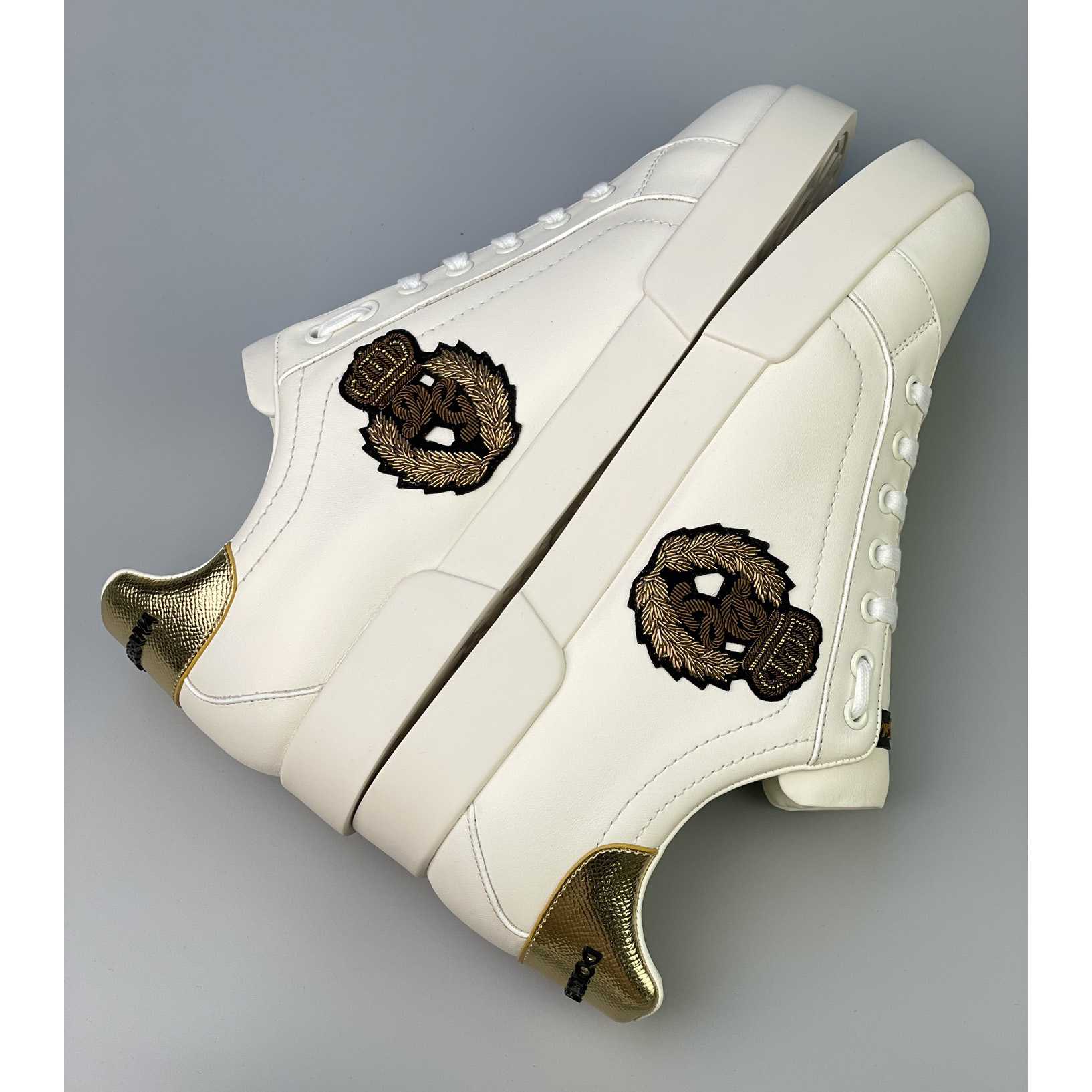 Dolce & Gabbana Calfskin Nappa Portofino Sneakers With Crown Patch - PerfectKickZ