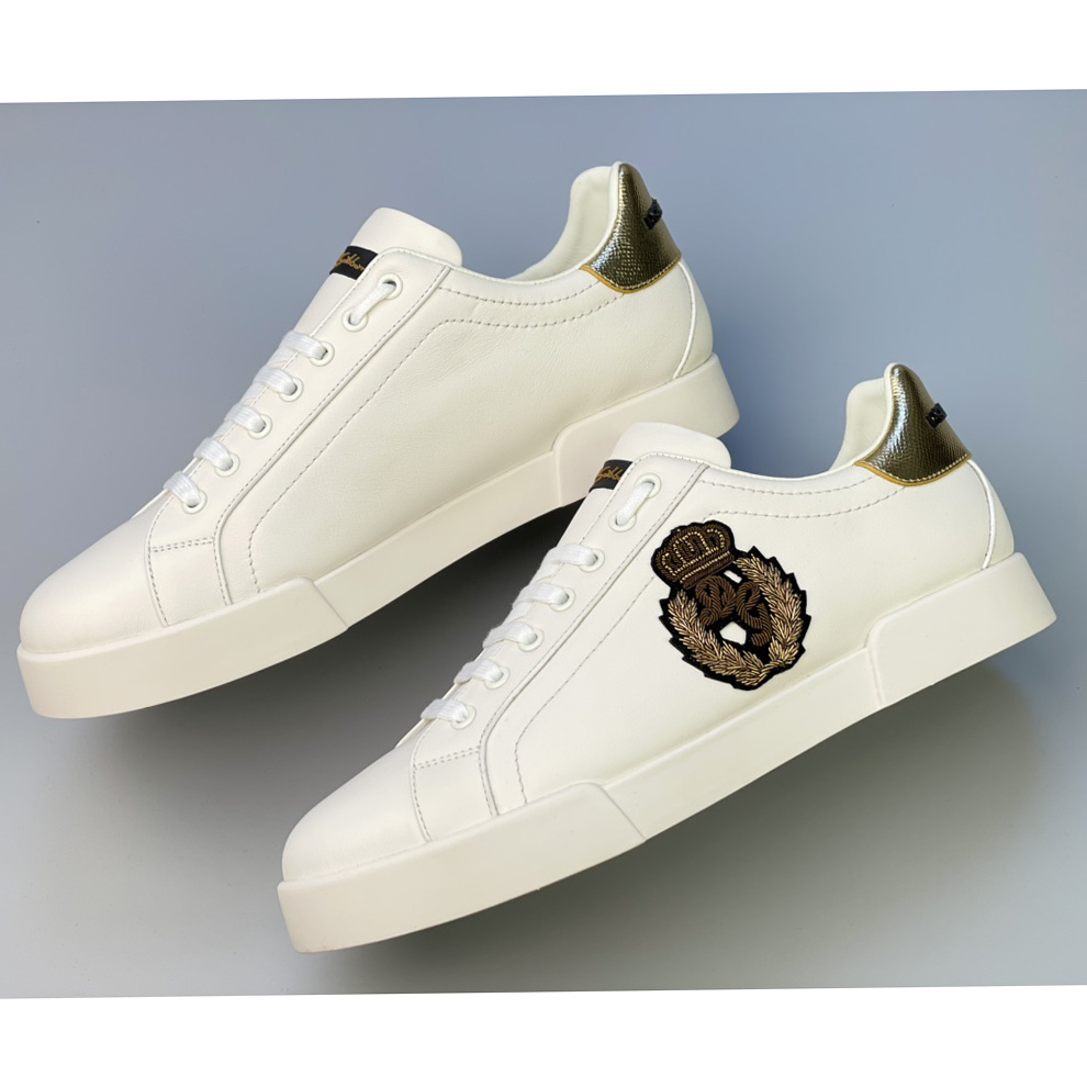 Dolce & Gabbana Calfskin Nappa Portofino Sneakers With Crown Patch - PerfectKickZ