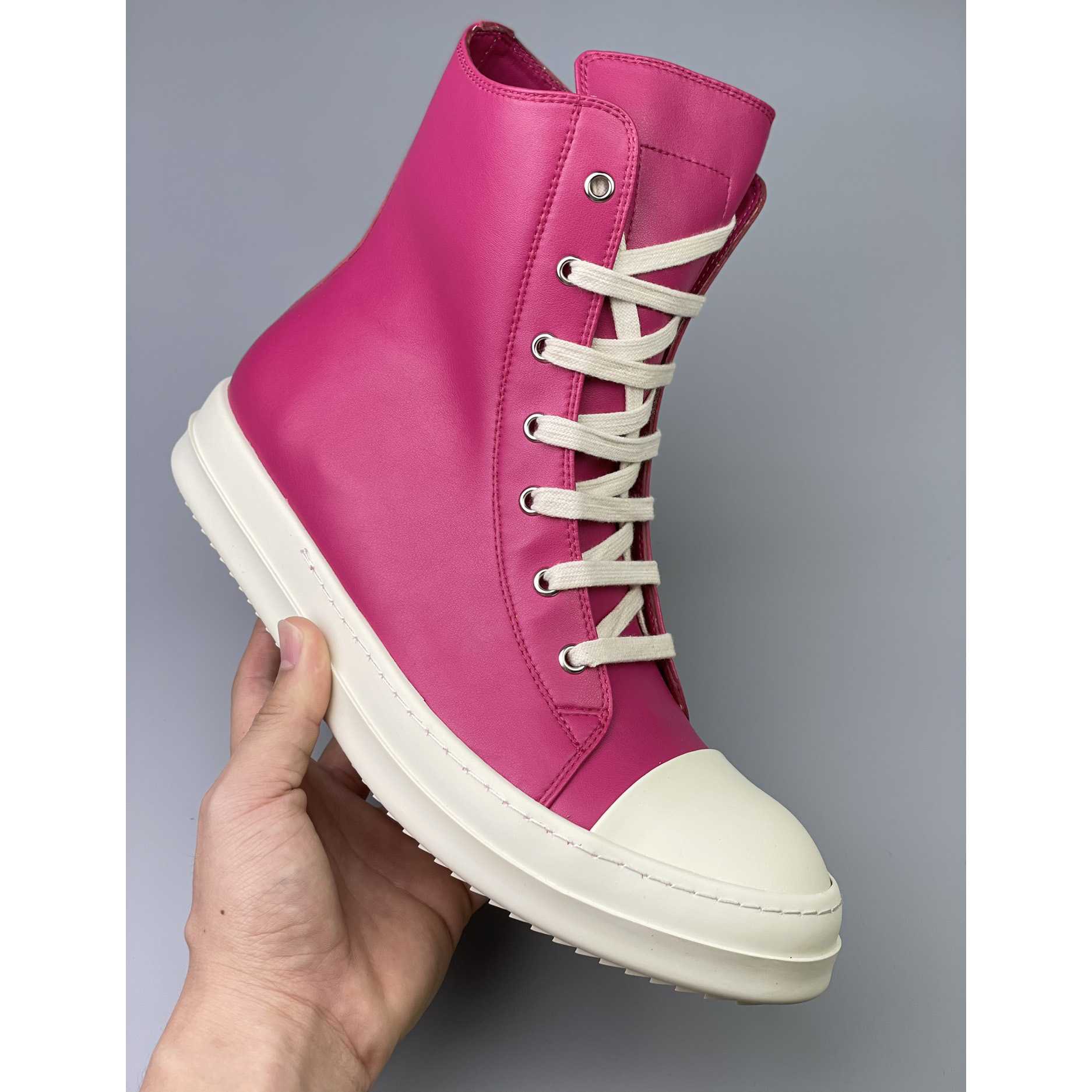 Rick Owens  Leather High Top Sneakers - PerfectKickZ