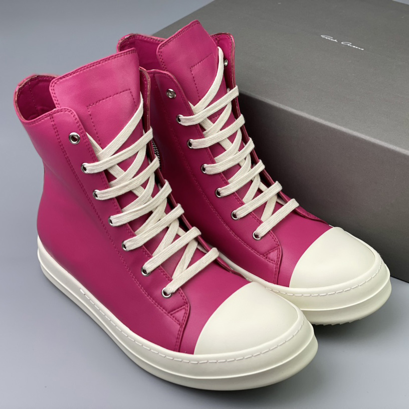 Rick Owens  Leather High Top Sneakers - PerfectKickZ