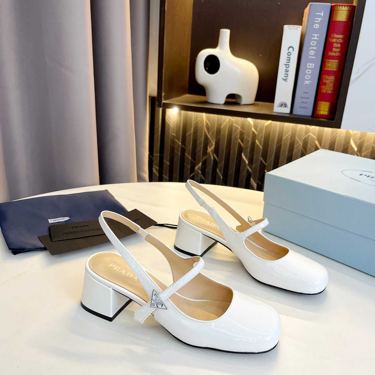 Prada Triangle Logo Leather Slingback Pumps - PerfectKickZ