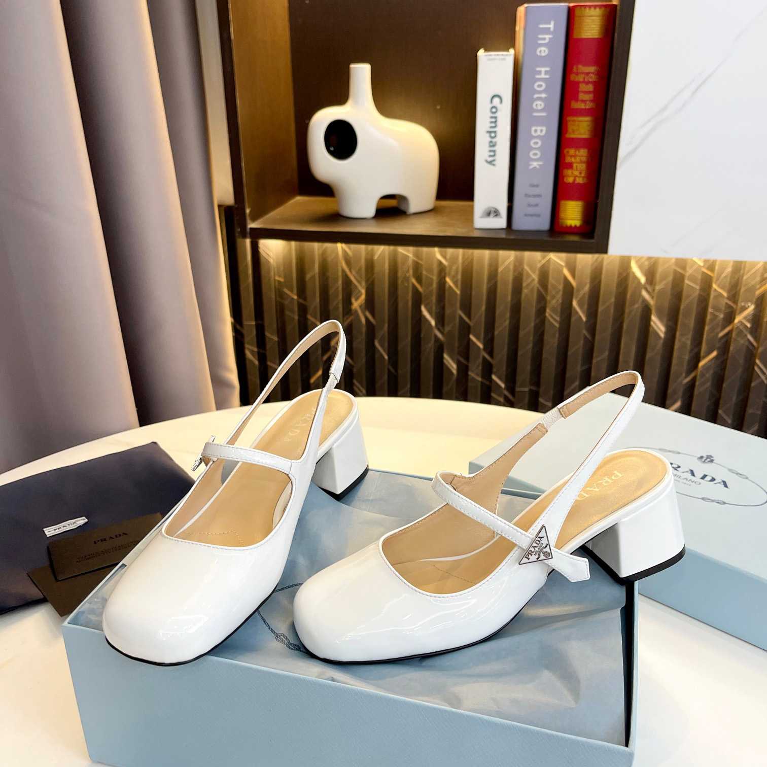 Prada Triangle Logo Leather Slingback Pumps - PerfectKickZ