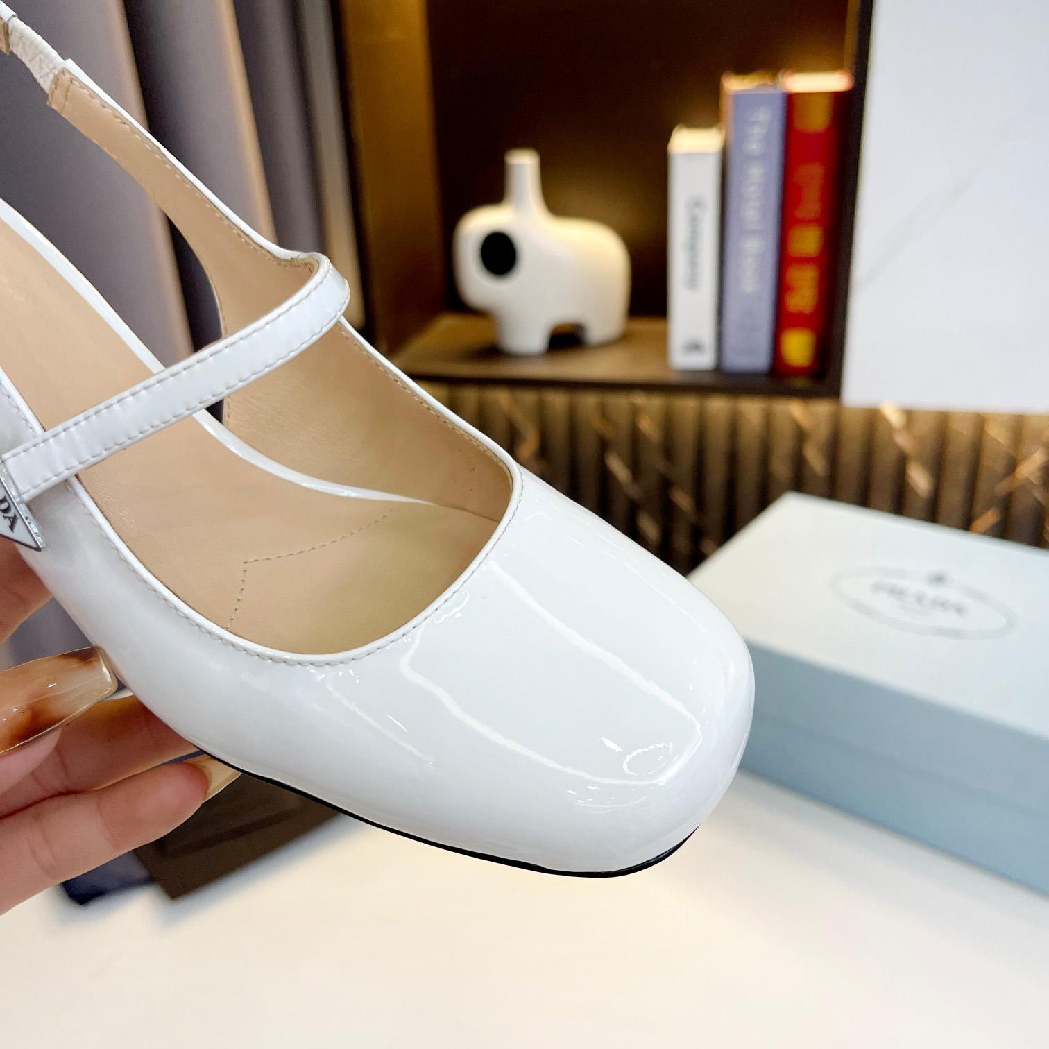 Prada Triangle Logo Leather Slingback Pumps - PerfectKickZ