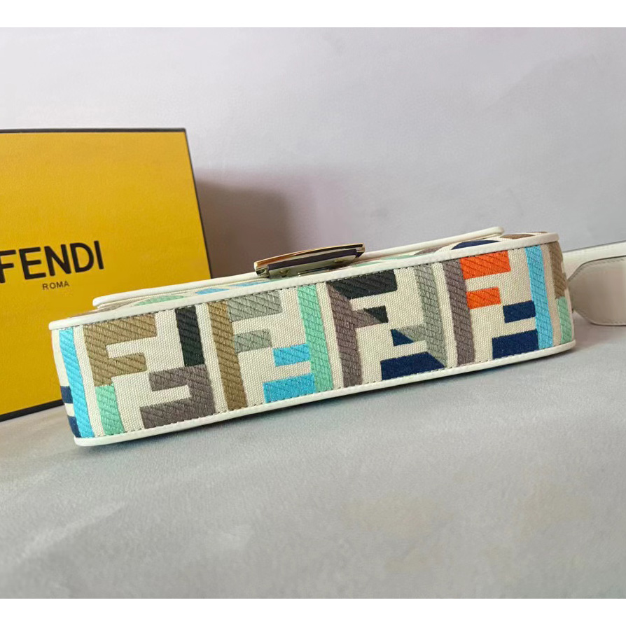 Fendi Baguette Multicolor Canvas Bag With FF Embroidery - 