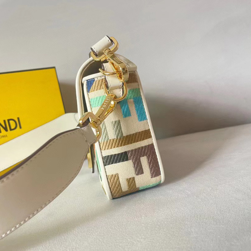 Fendi Baguette Multicolor Canvas Bag With FF Embroidery - 