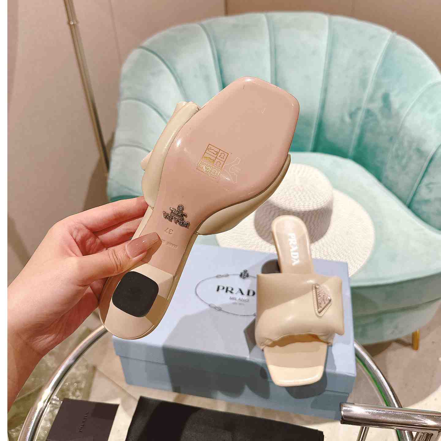 Prada Soft Padded Nappa Sandals - PerfectKickZ