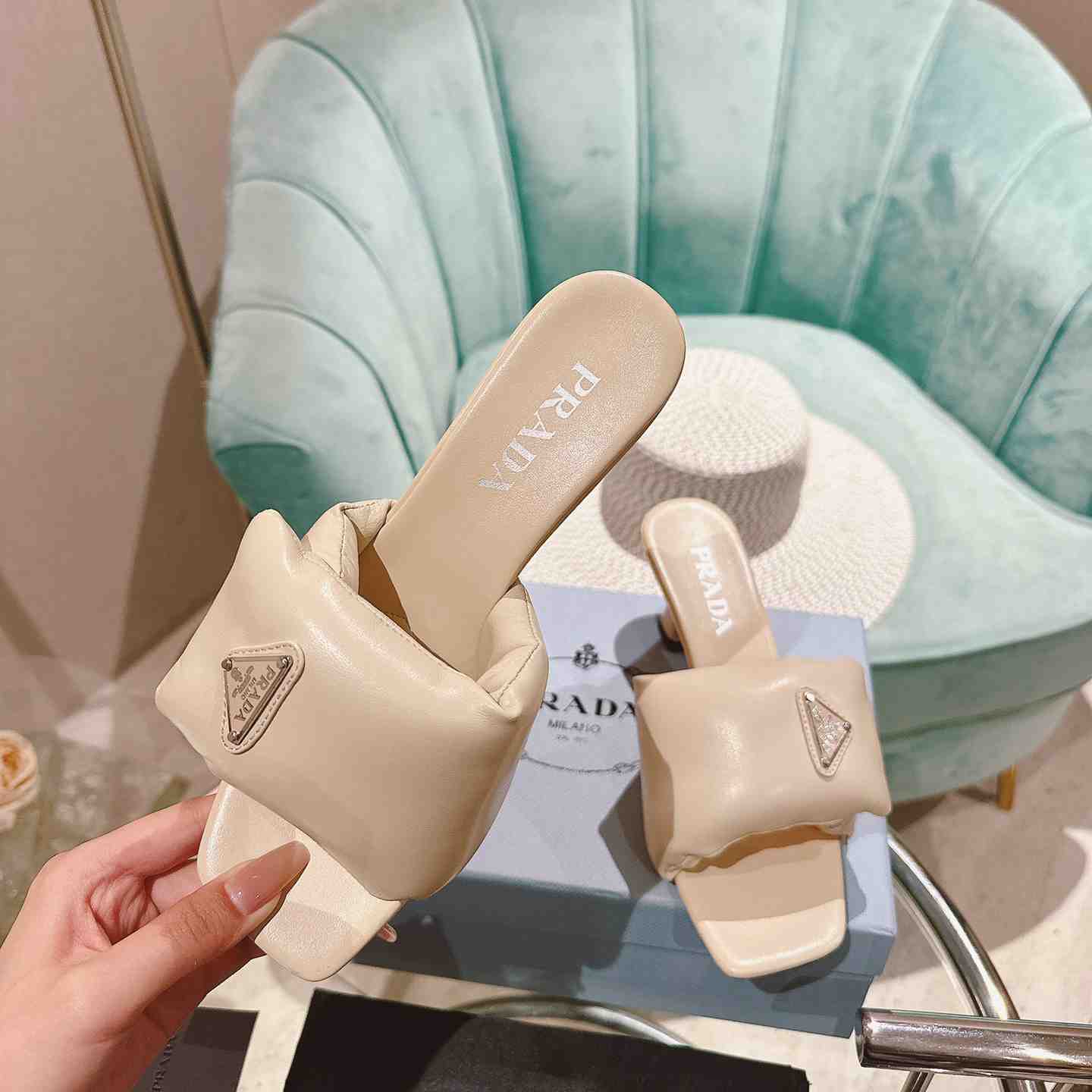 Prada Soft Padded Nappa Sandals - PerfectKickZ