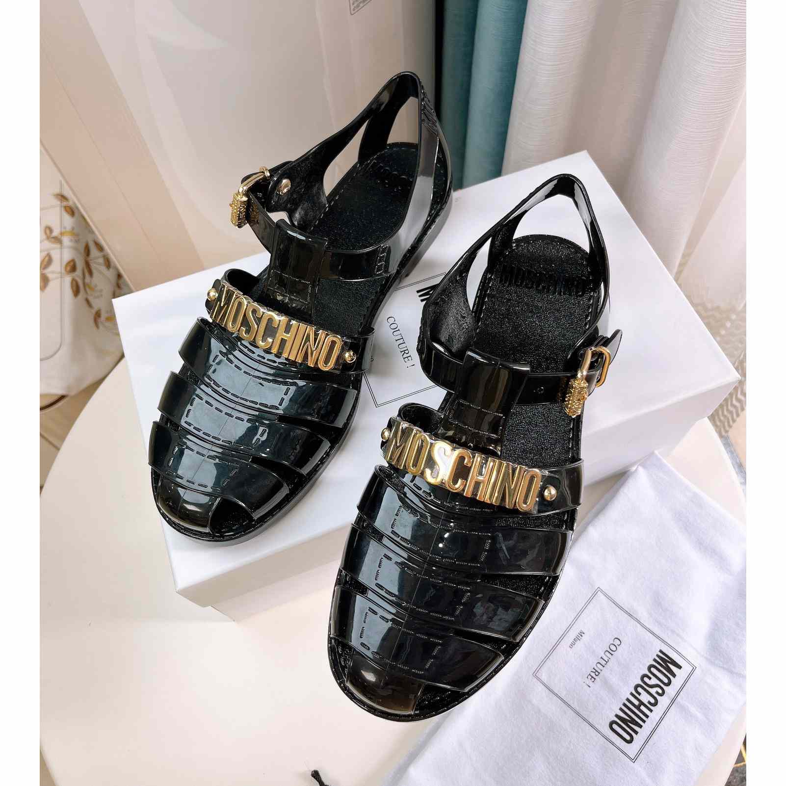 Moschino Logo-plaque Closed-Toe Sandals - PerfectKickZ