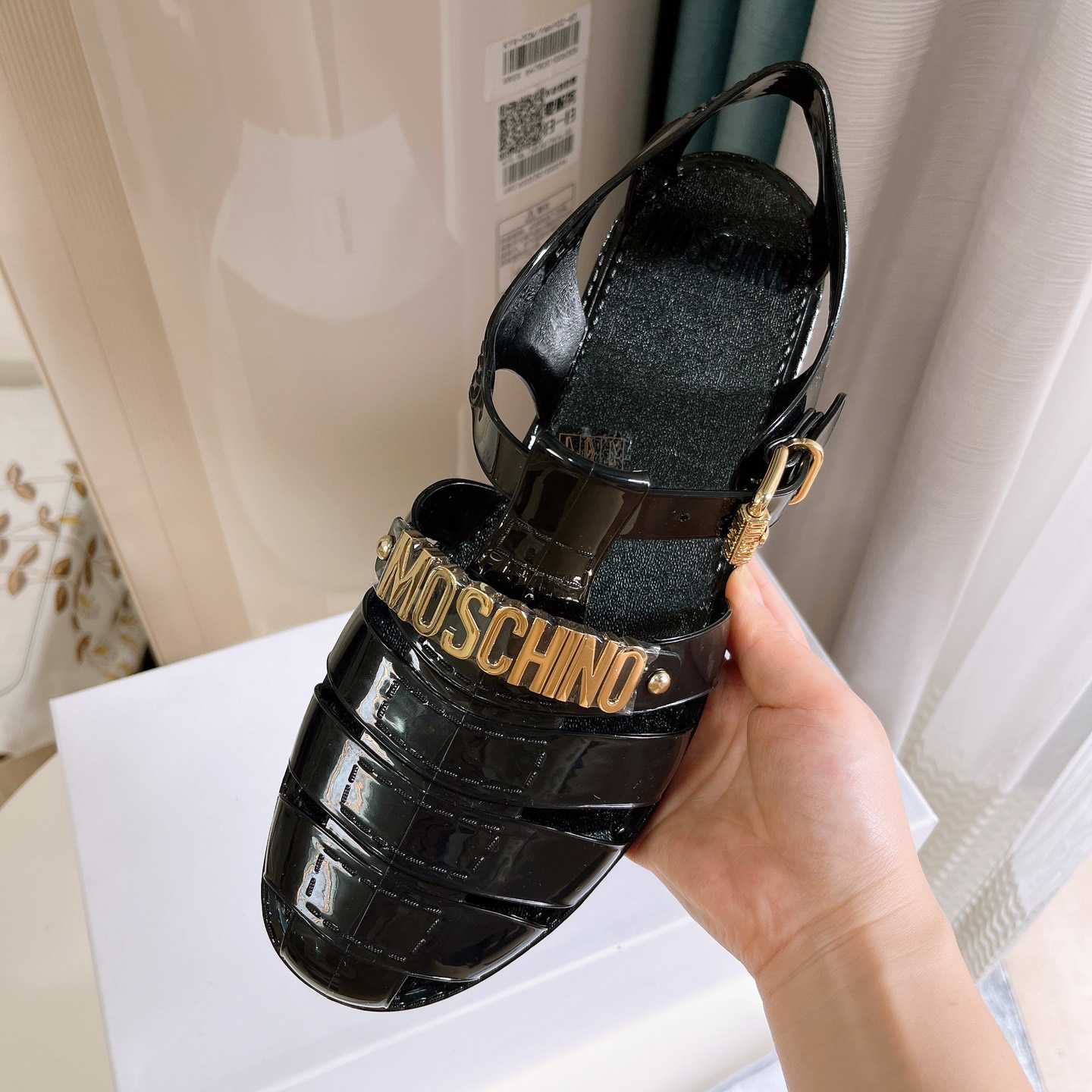 Moschino Logo-plaque Closed-Toe Sandals - PerfectKickZ