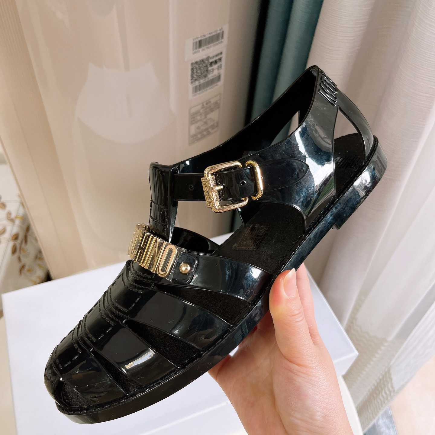 Moschino Logo-plaque Closed-Toe Sandals - PerfectKickZ