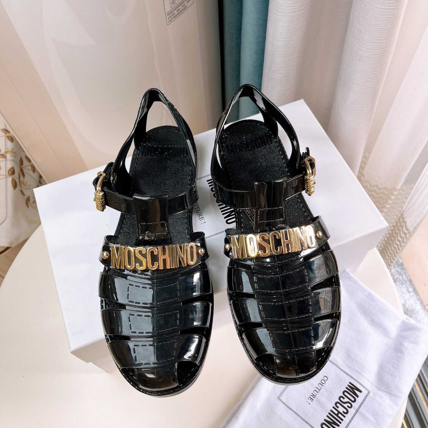 Moschino Logo-plaque Closed-Toe Sandals - PerfectKickZ