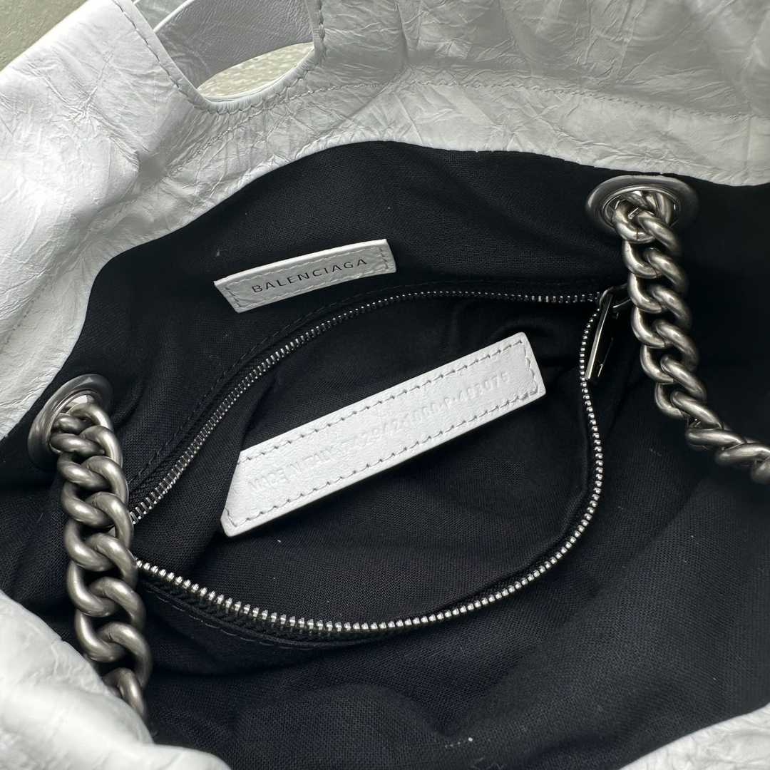 Balenciaga Women's Crush Small Tote Bag In Optic White - PerfectKickZ