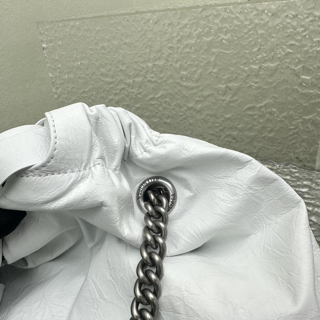 Balenciaga Women's Crush Small Tote Bag In Optic White - PerfectKickZ