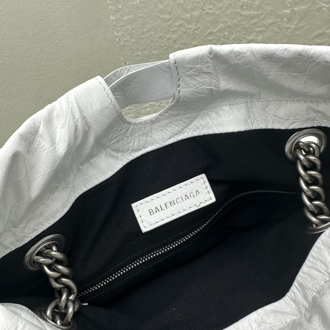 Balenciaga Women's Crush Small Tote Bag In Optic White - PerfectKickZ