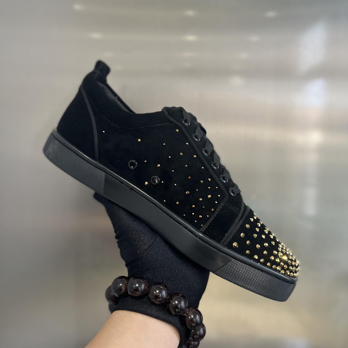 Christian Louboutin Men's Degralouis Junior Strass Flat Low-Top Sneakers - PerfectKickZ