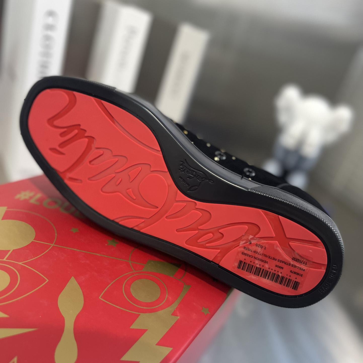 Christian Louboutin Men's Degralouis Junior Strass Flat Low-Top Sneakers - PerfectKickZ