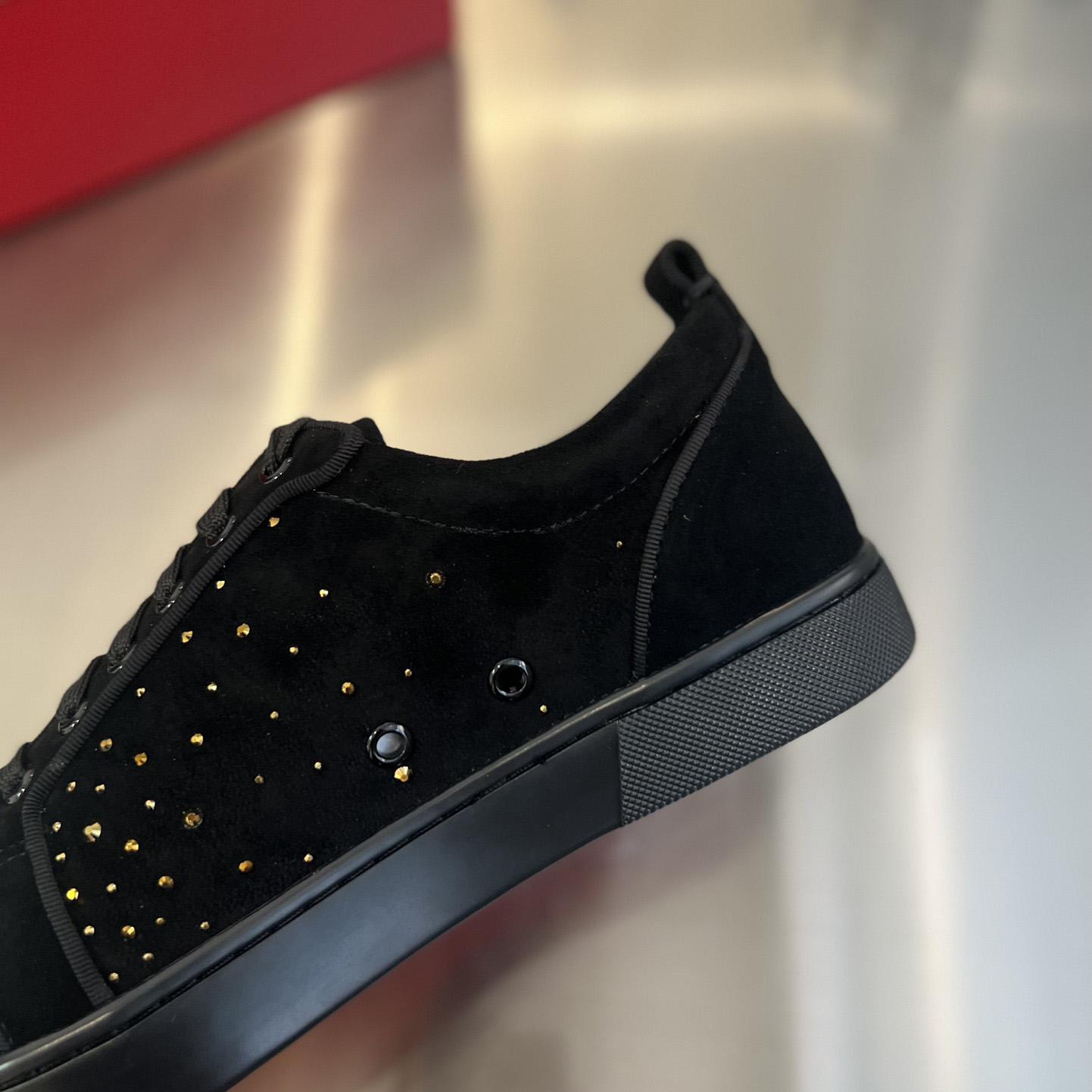 Christian Louboutin Men's Degralouis Junior Strass Flat Low-Top Sneakers - PerfectKickZ