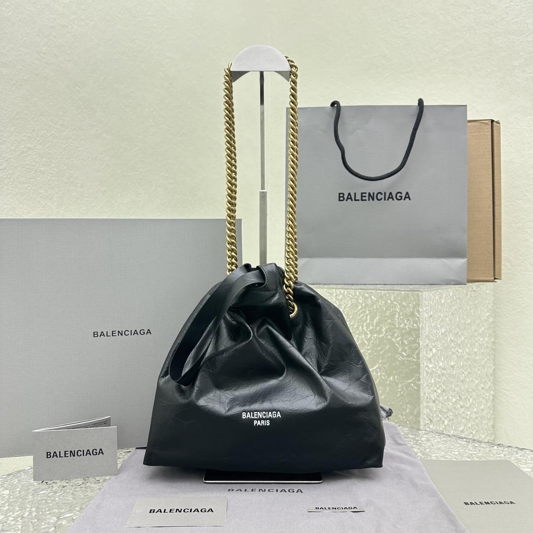 Balenciaga Women's Crush Small Tote Bag In Black - PerfectKickZ