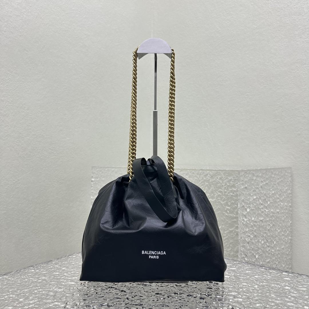 Balenciaga Women's Crush Small Tote Bag In Black - PerfectKickZ