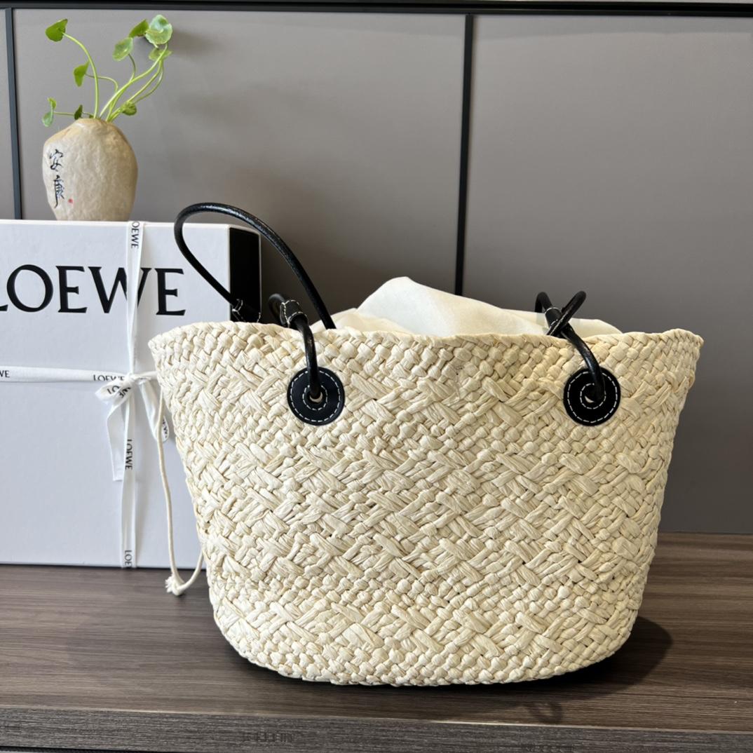 Loewe Small Anagram Basket Bag In Iraca Palm And Calfskin - PerfectKickZ