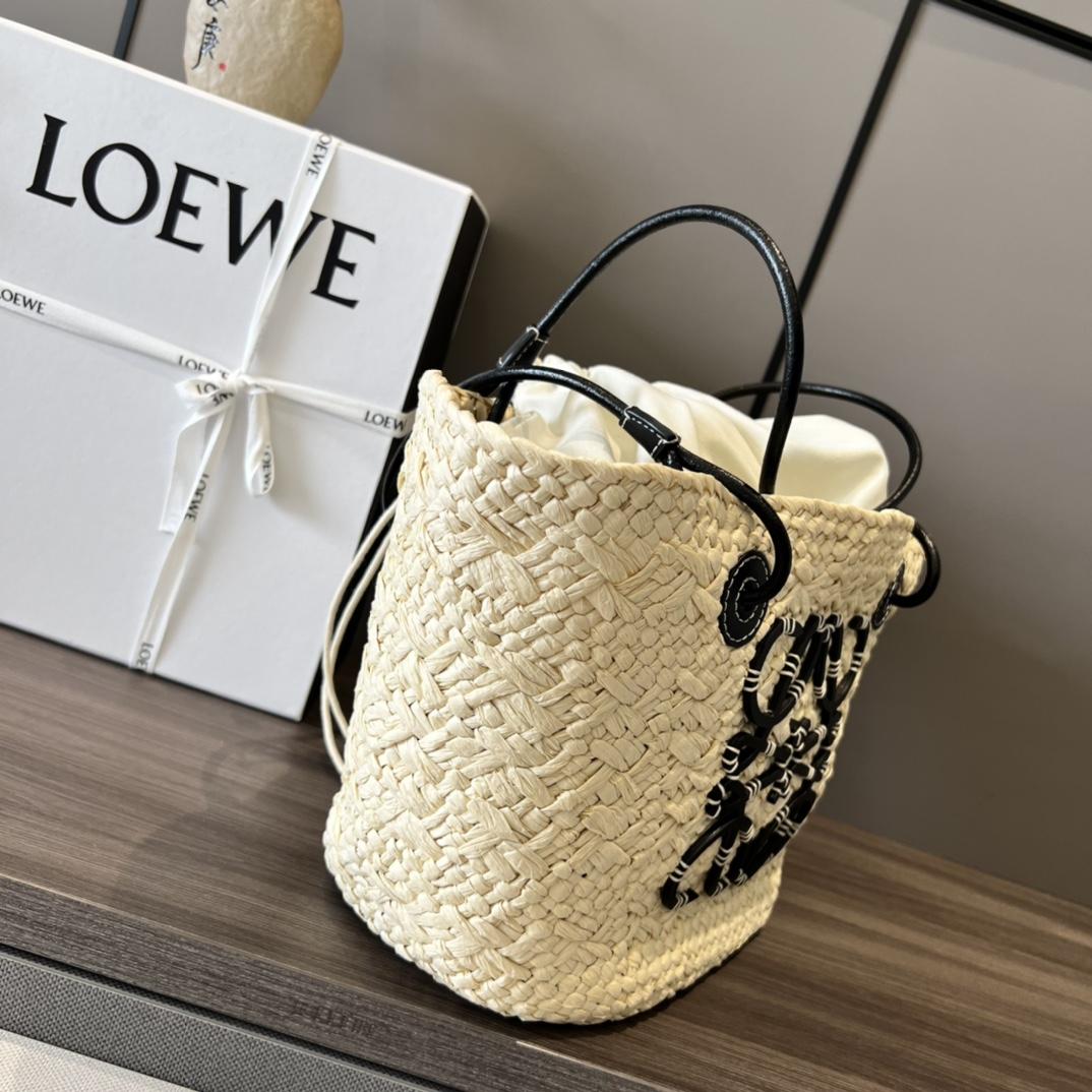 Loewe Small Anagram Basket Bag In Iraca Palm And Calfskin - PerfectKickZ