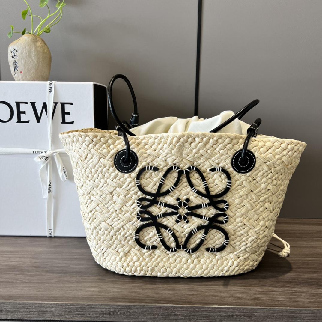 Loewe Small Anagram Basket Bag In Iraca Palm And Calfskin - PerfectKickZ