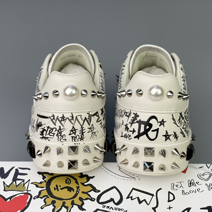 Dolce & Gabbana Calfskin Nappa Portofino Sneakers With Studs - 