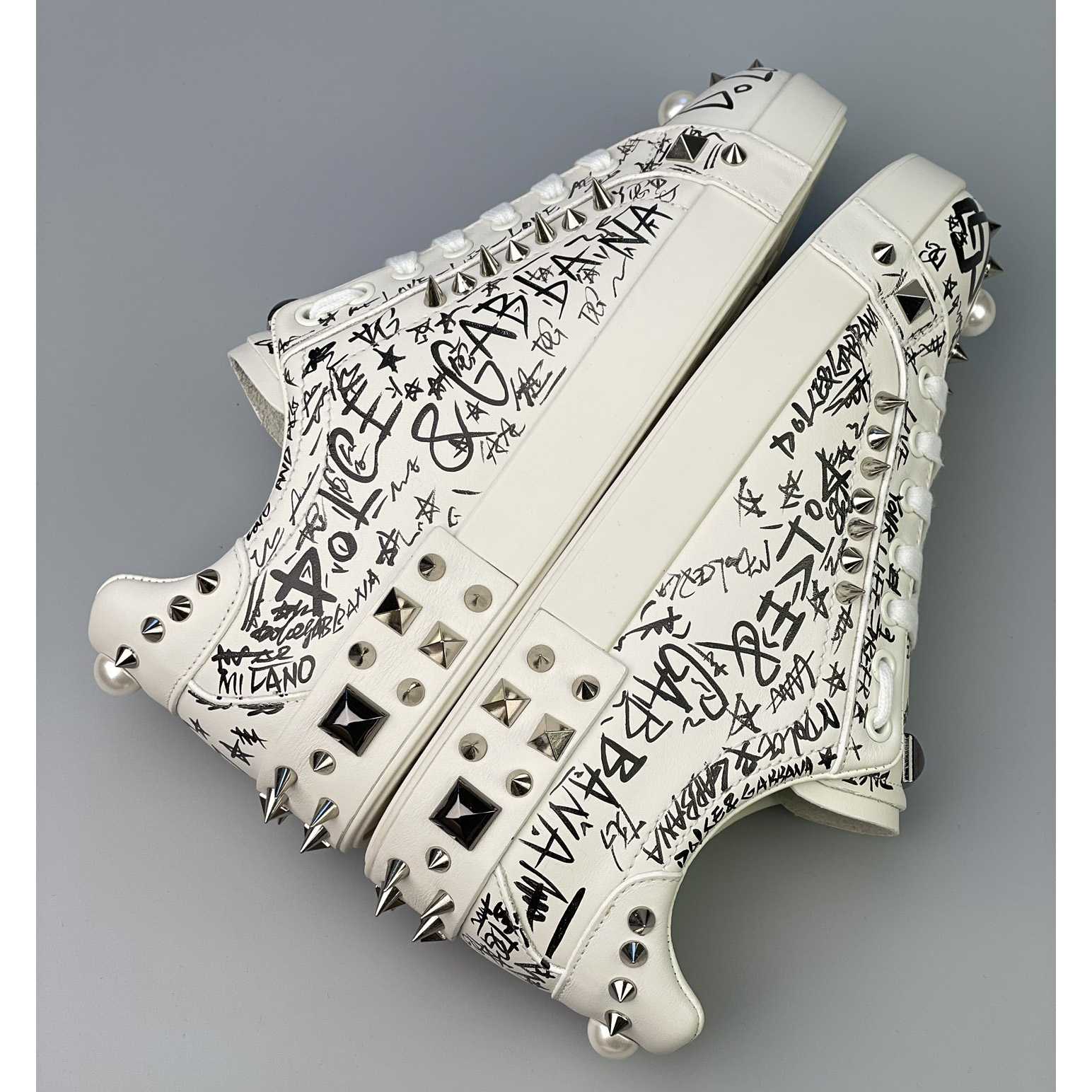 Dolce & Gabbana Calfskin Nappa Portofino Sneakers With Studs - 