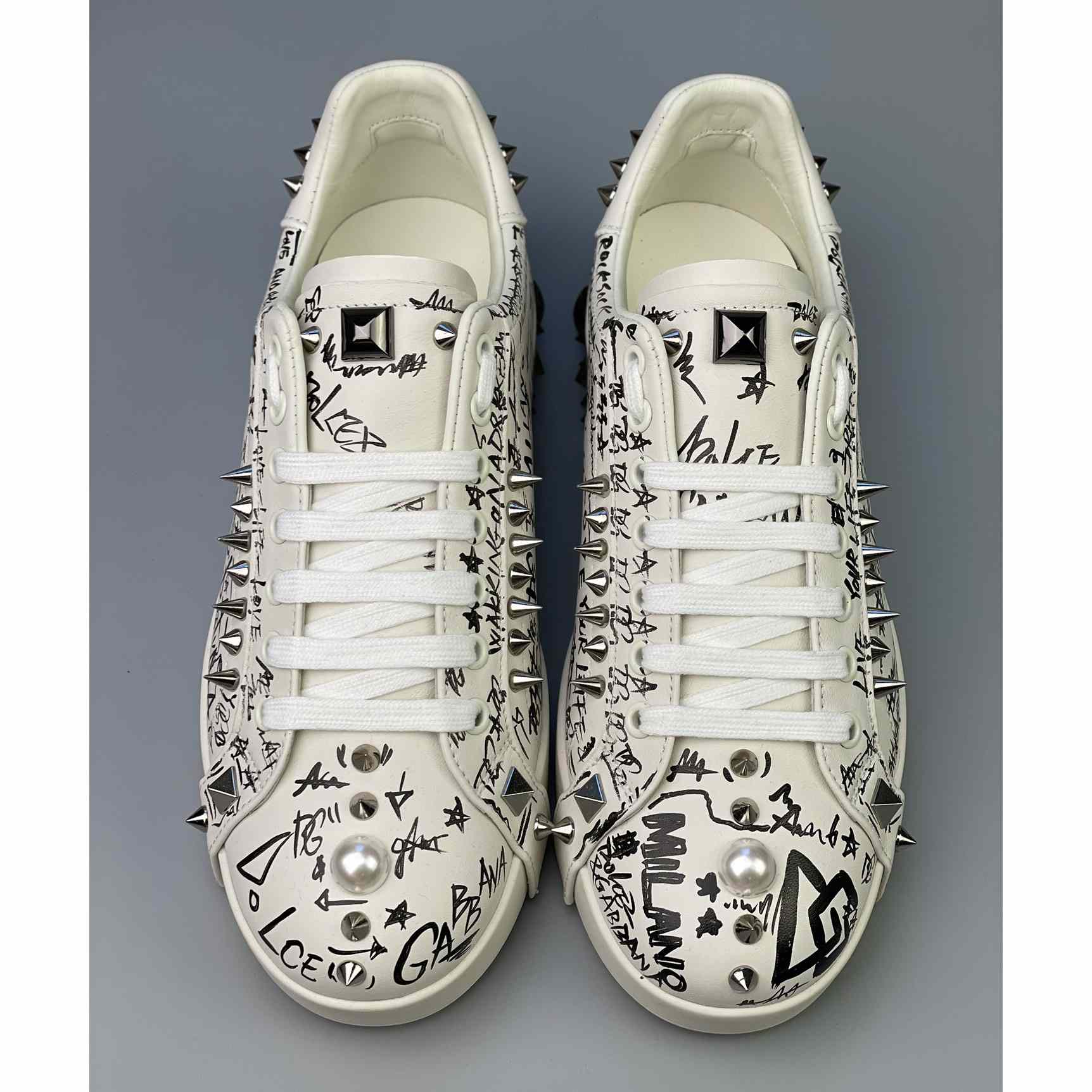 Dolce & Gabbana Calfskin Nappa Portofino Sneakers With Studs - 