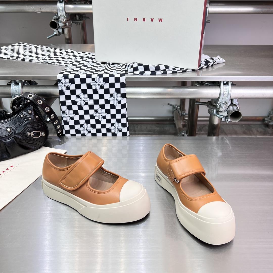Marni Brown nappa leather mary jane sneaker - PerfectKickZ