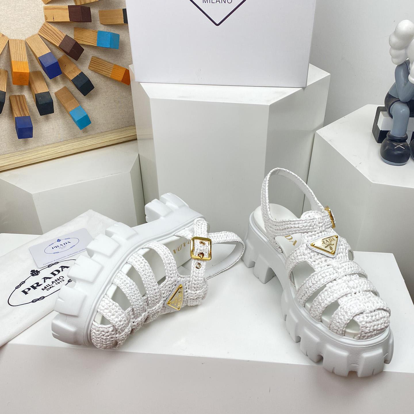 Prada Monolith Crochet Cage Sandals - PerfectKickZ