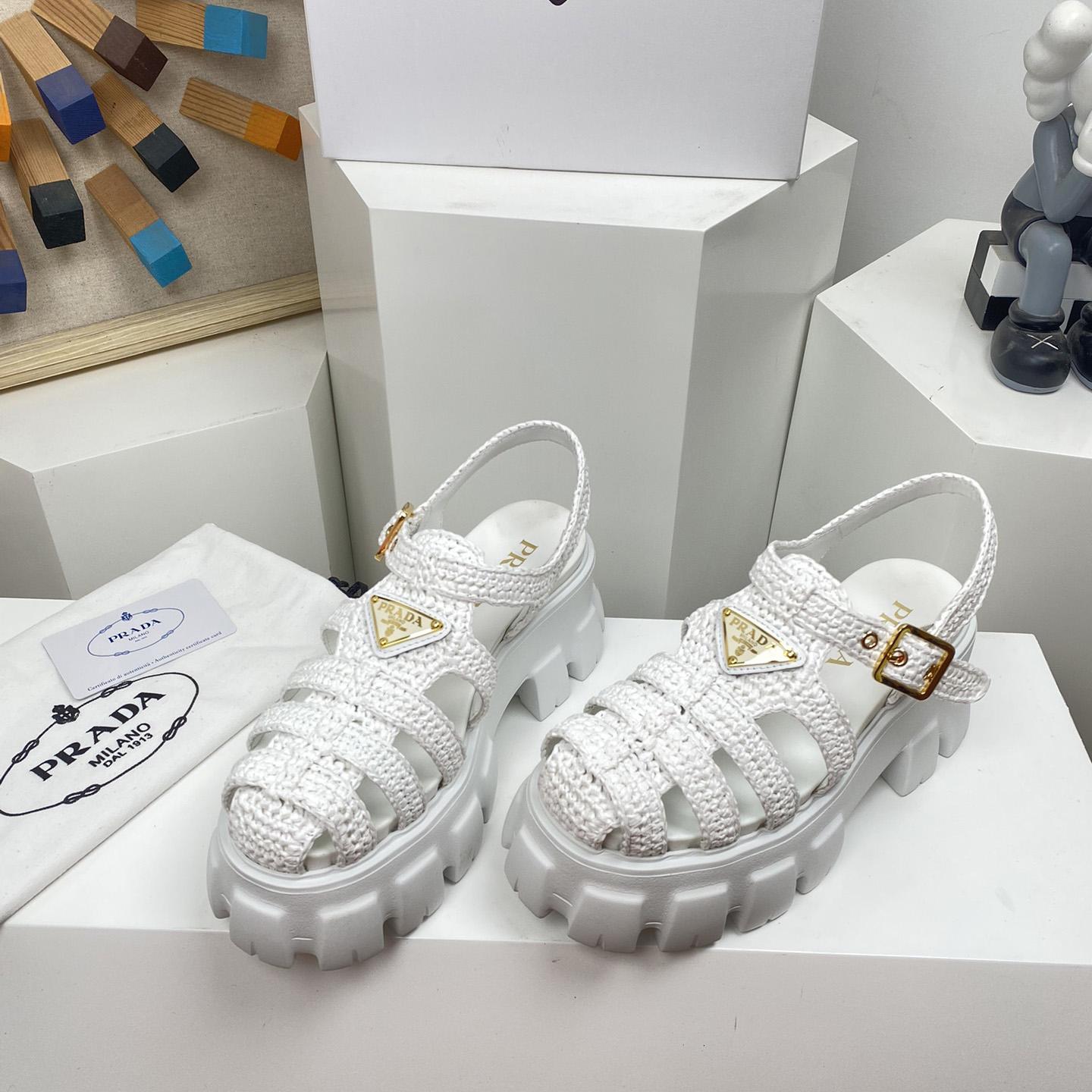 Prada Monolith Crochet Cage Sandals - PerfectKickZ