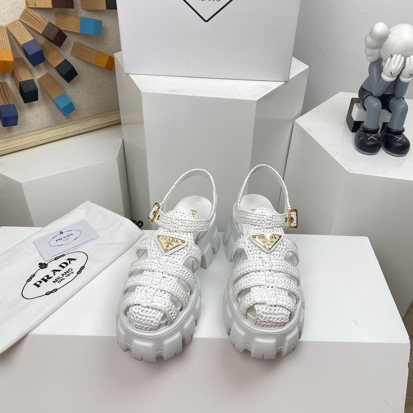Prada Monolith Crochet Cage Sandals - PerfectKickZ