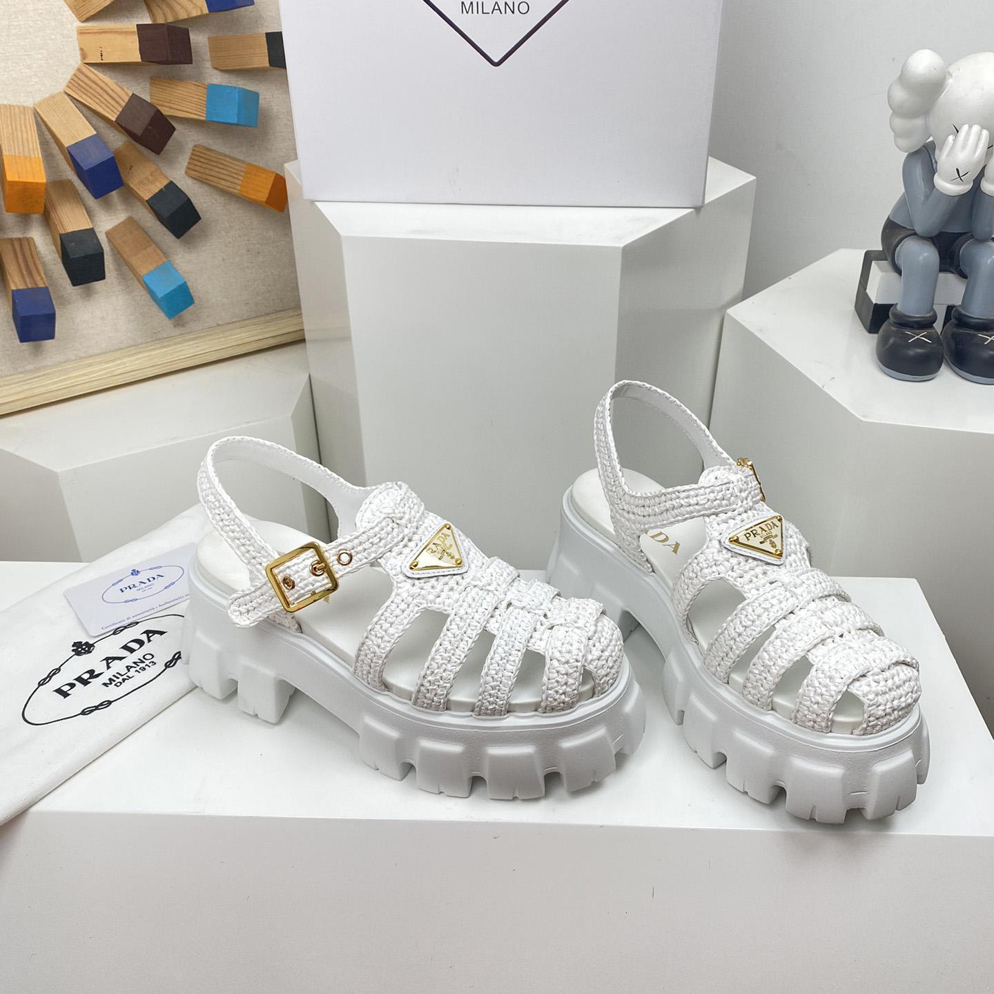 Prada Monolith Crochet Cage Sandals - PerfectKickZ