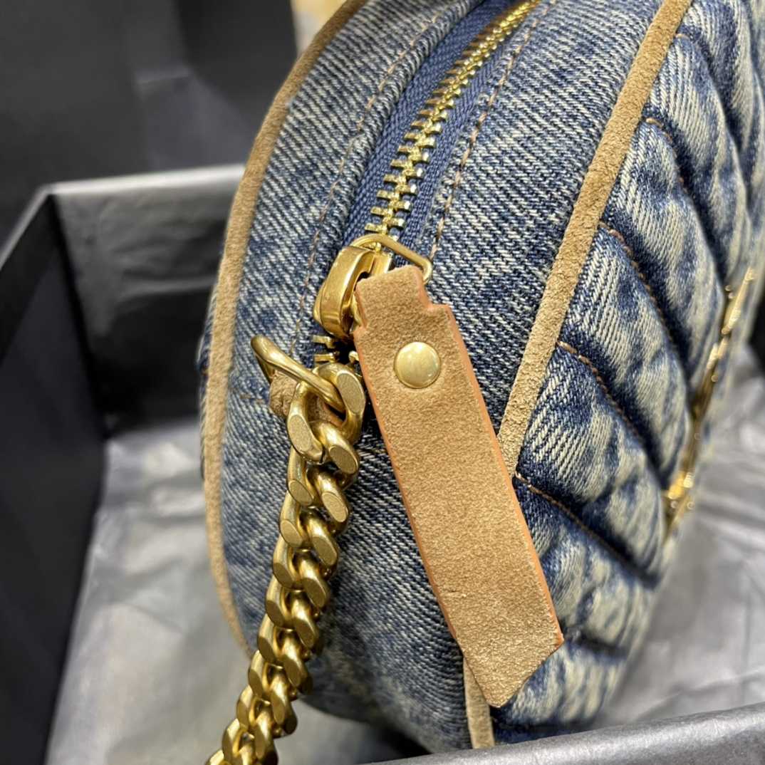 Saint Laurent Nile Round Matelassé Denim Bag (17-17-5.5cm) - PerfectKickZ
