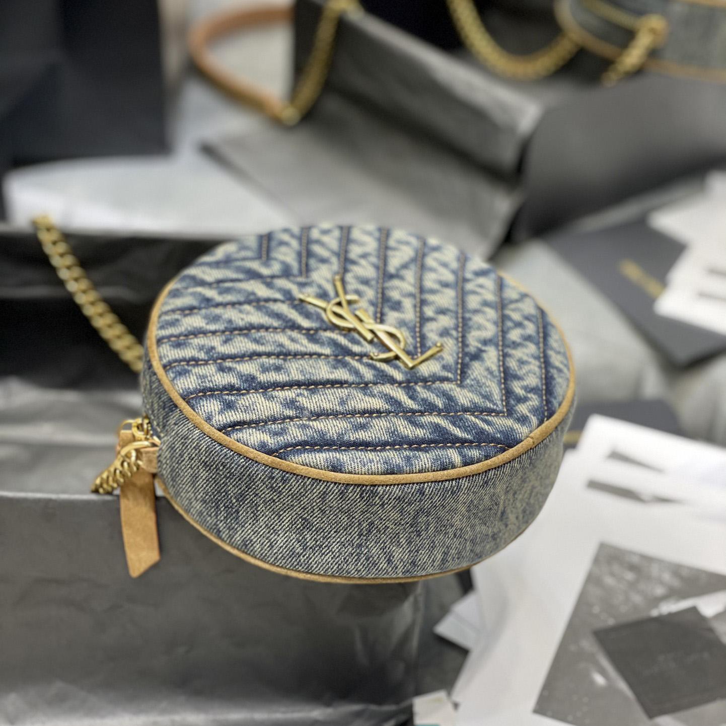 Saint Laurent Nile Round Matelassé Denim Bag (17-17-5.5cm) - PerfectKickZ