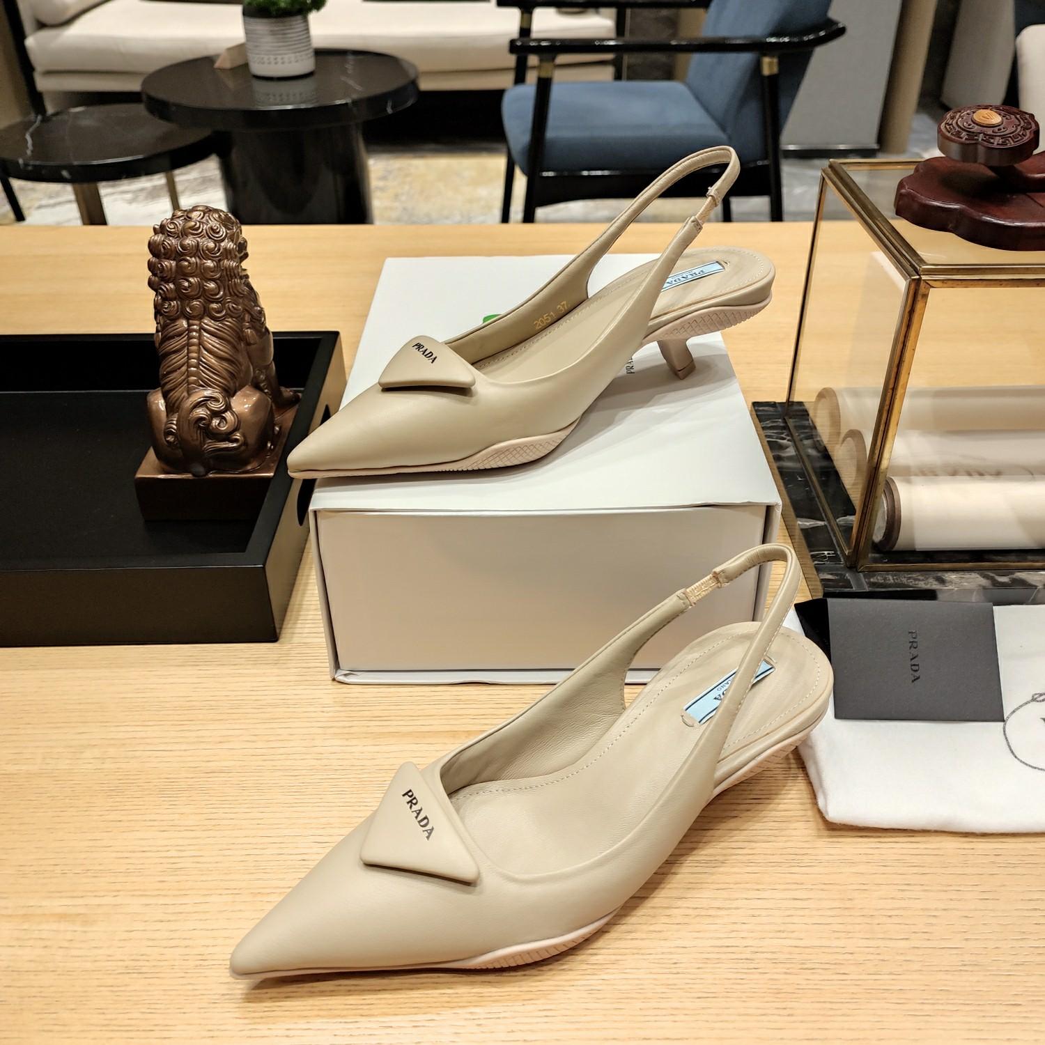 Prada Soft padded Leather Slingback Pumps - 