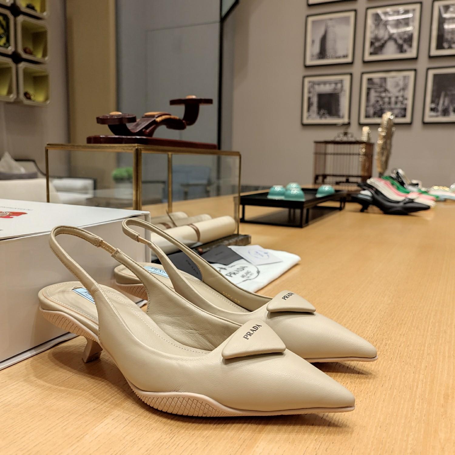Prada Soft padded Leather Slingback Pumps - PerfectKickZ