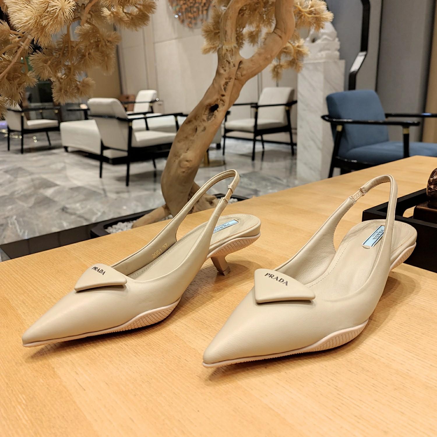 Prada Soft padded Leather Slingback Pumps - 