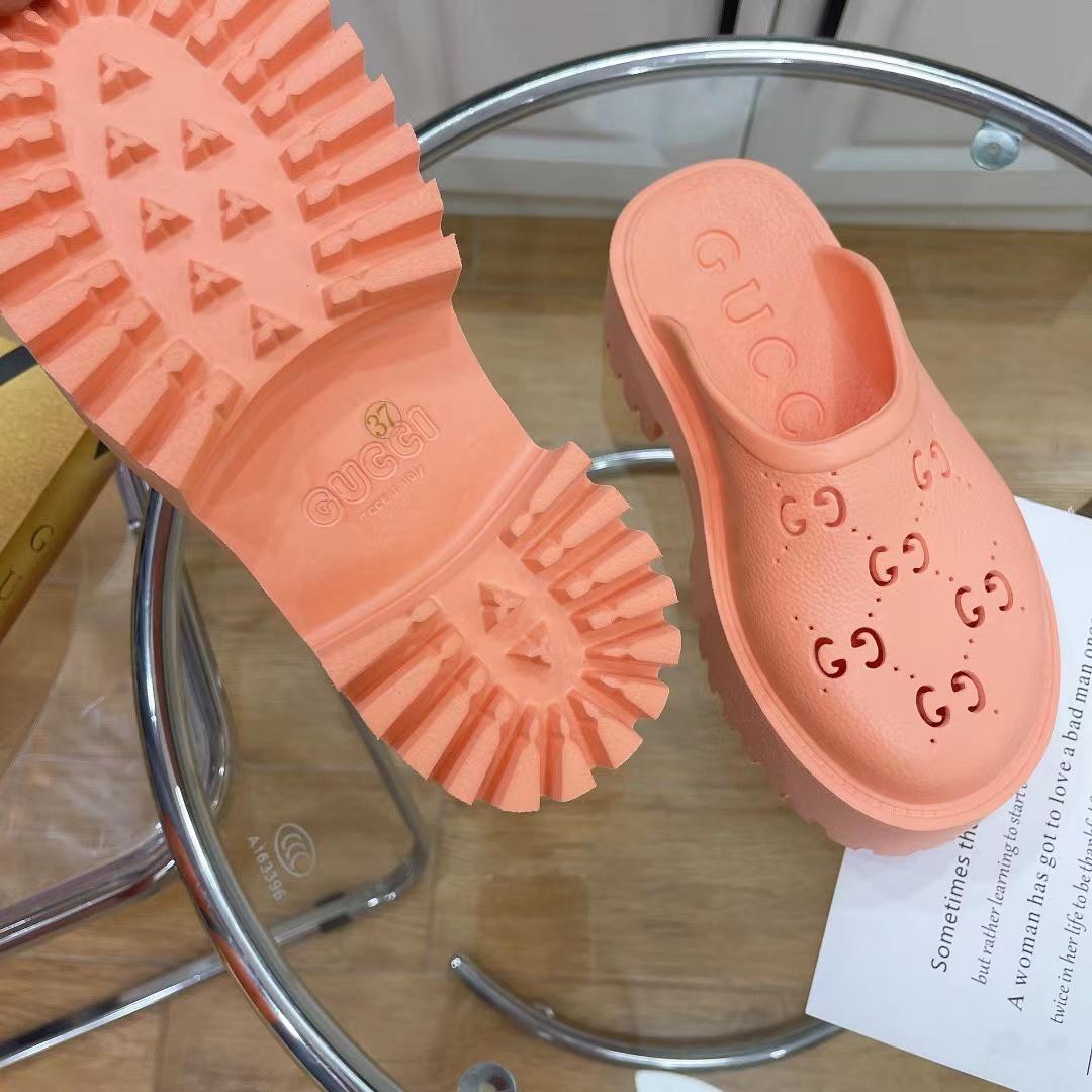 Gucci Pink Rubber Mules - PerfectKickZ