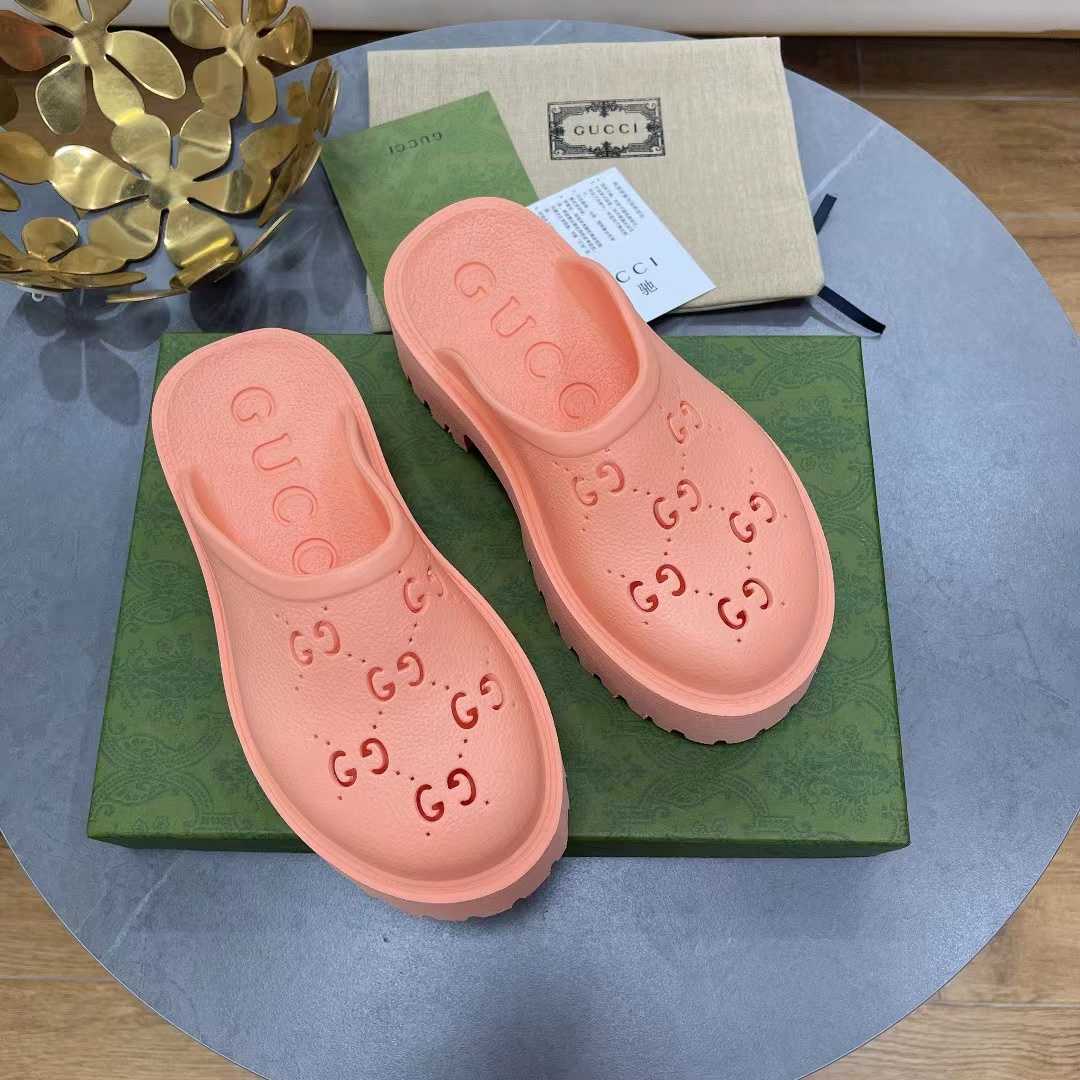 Gucci Pink Rubber Mules - PerfectKickZ