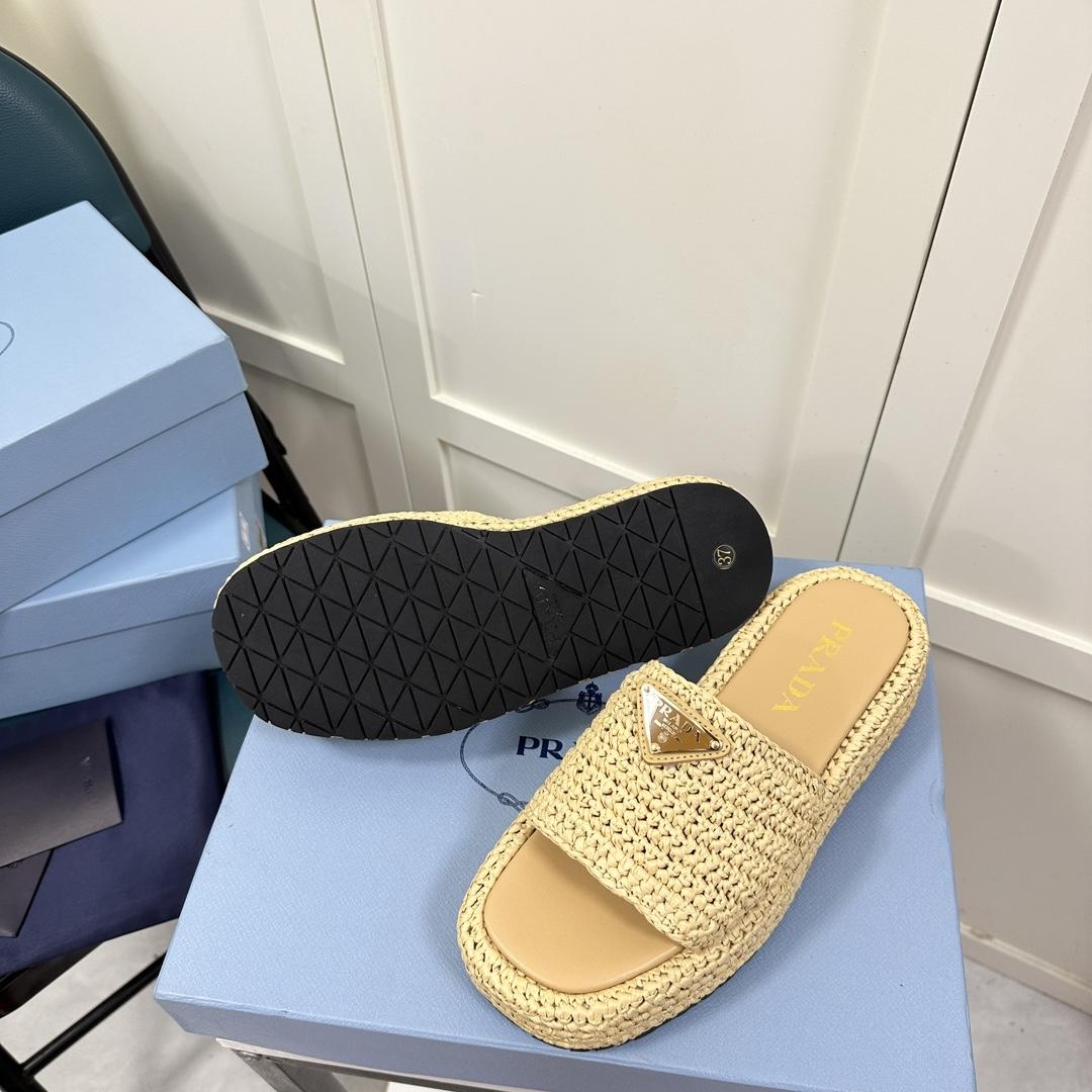 Prada Crochet Flatform Slides - PerfectKickZ