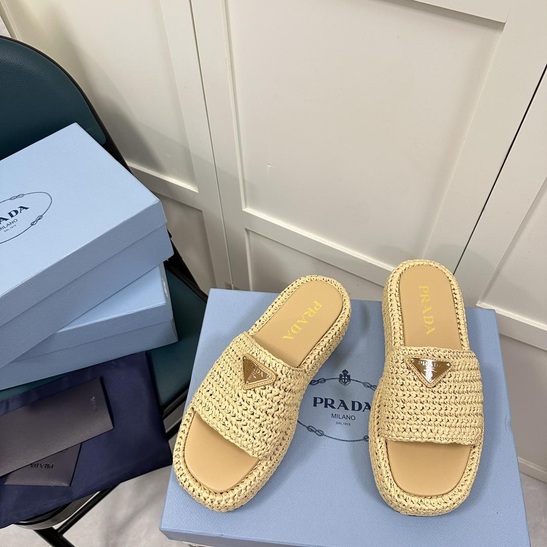 Prada Crochet Flatform Slides - PerfectKickZ